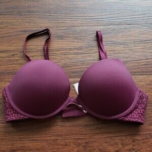Victoria's Secret Maroon Padded Plunge Bra Size 34D Feminine Festival Versatile